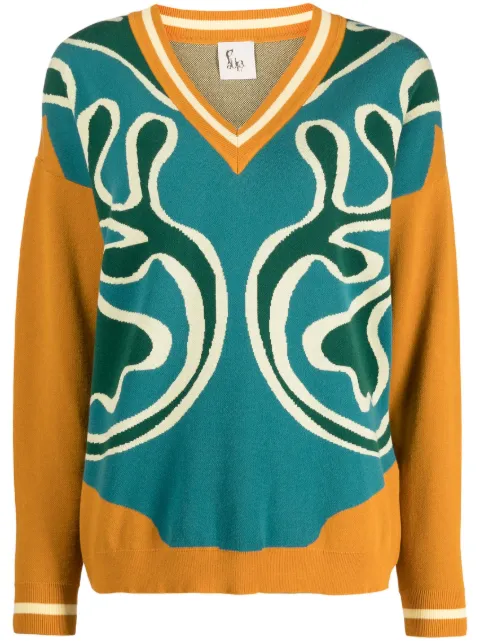 PAULA patterned-intarsia striped sweatshirt