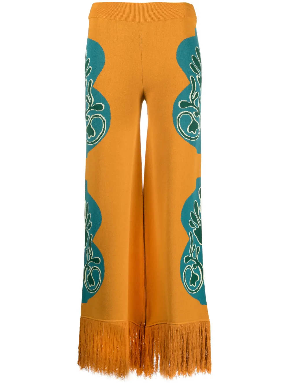 Paula Fringe-detail Wide-leg Trousers In Orange
