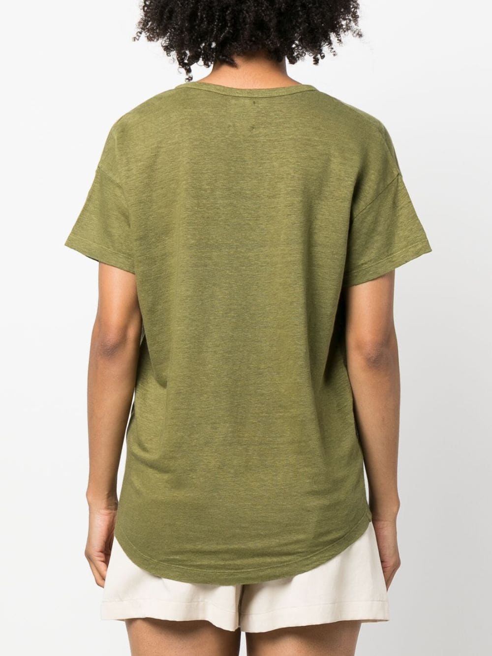 Shop Paula U-neck Linen T-shirt In Green
