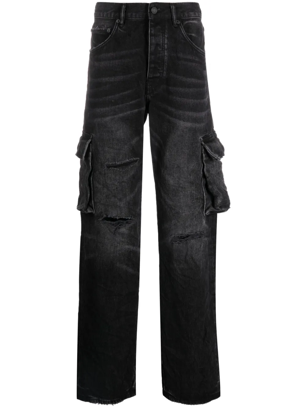 Purple Brand P011 Jeans in Distressed-Optik - Schwarz