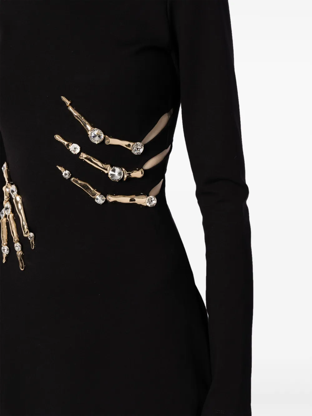 knee length dresses for ladies Area Crystal Claw Cutout Mini Dress
