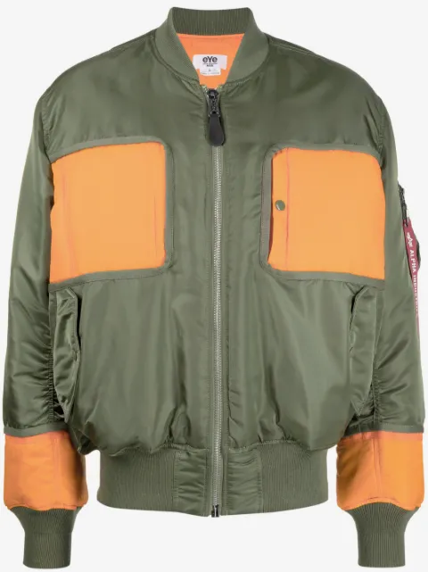 Junya Watanabe MAN colour-block panelled bomber jacket