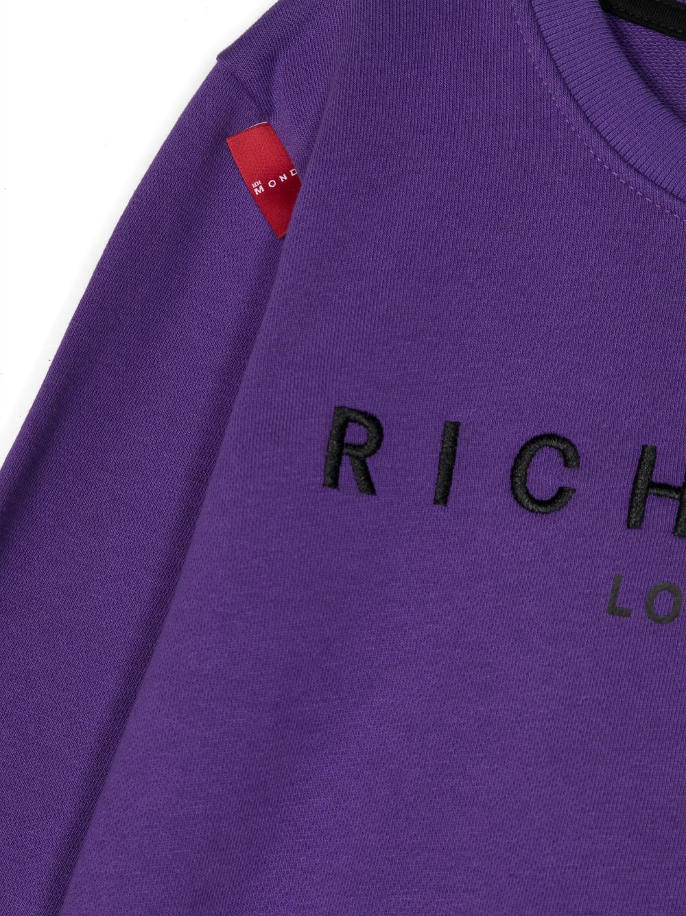 Shop John Richmond Junior Embroidered-logo Cotton Sweatshirt In Purple