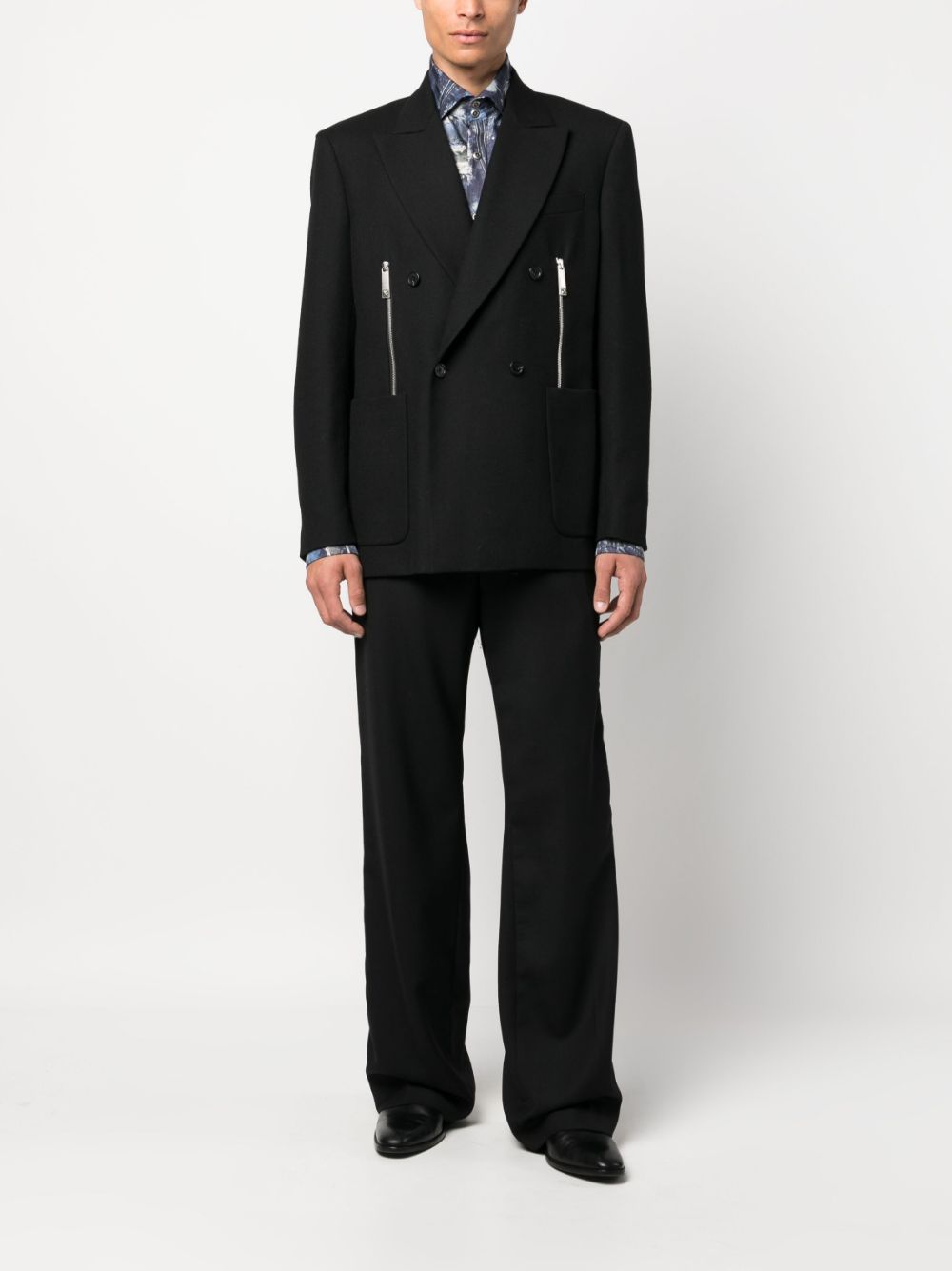 Shop John Richmond Zipped Double-breasted Blazer In Black