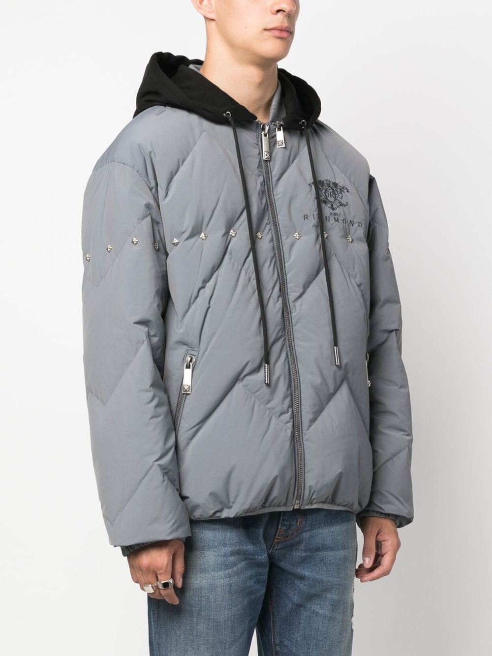 Shop John Richmond Tomio Detachable-hood Jacket In Grey