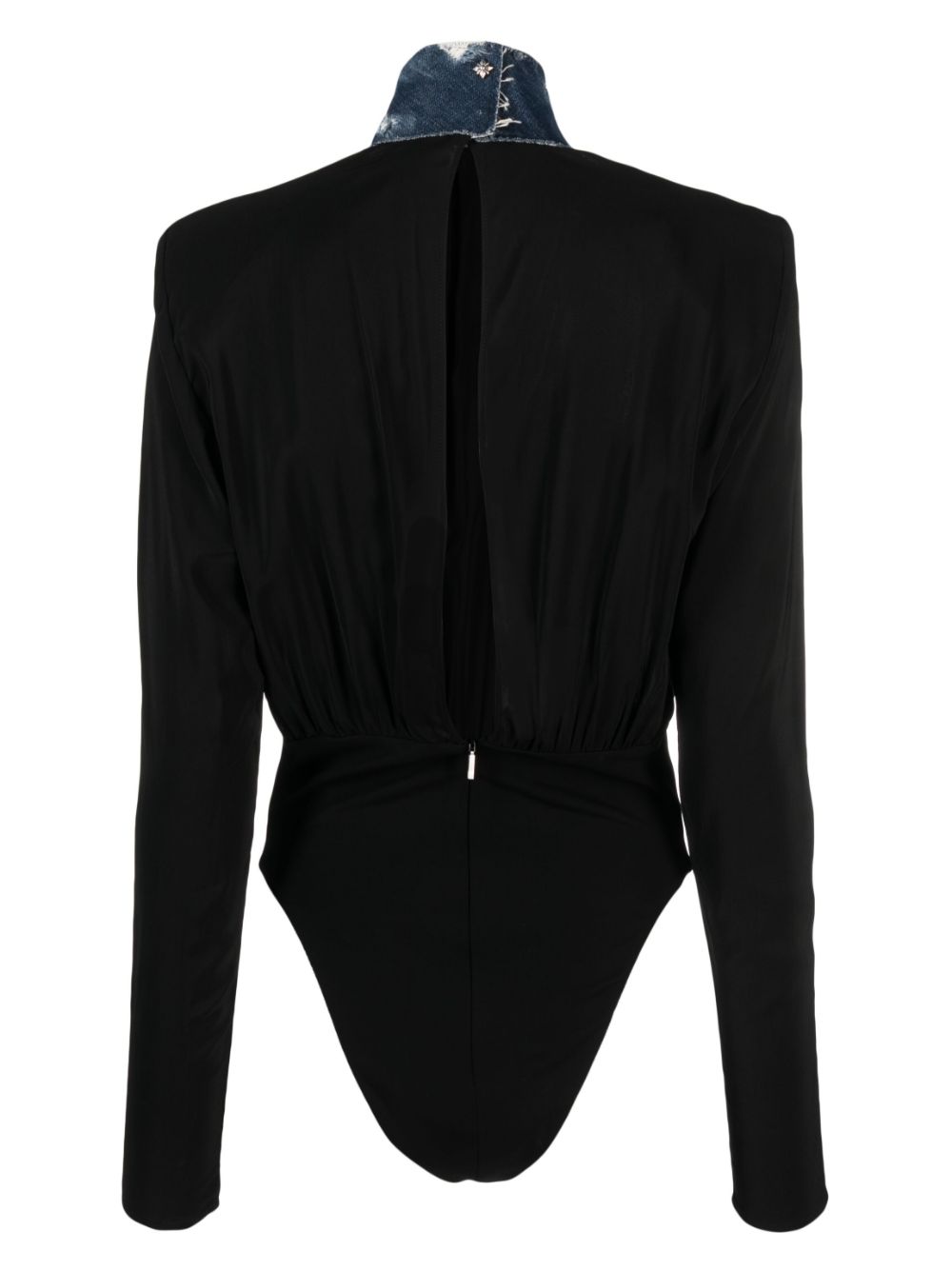 Shop John Richmond Puyol High-neck Ruched Bodysuit In Black