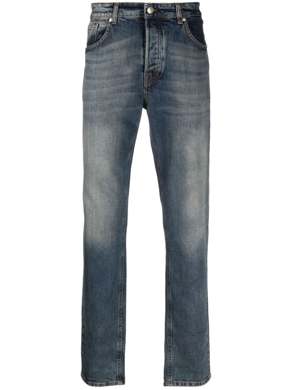 Shop John Richmond Logo-print Straight-leg Jeans In Blue