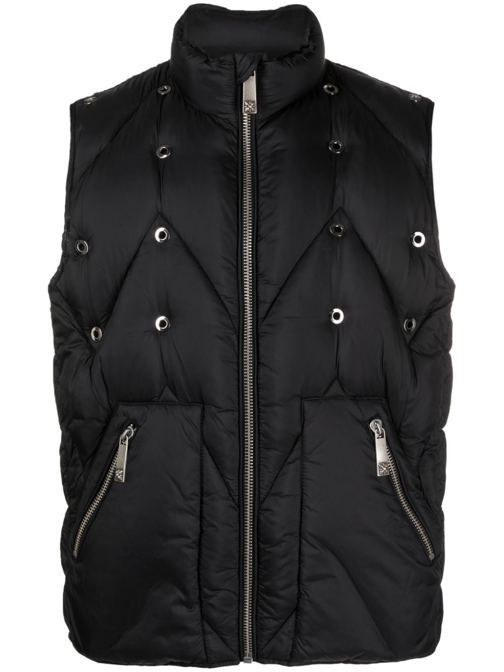 JOHN RICHMOND EYELET-EMBELLISHED PADDED GILET