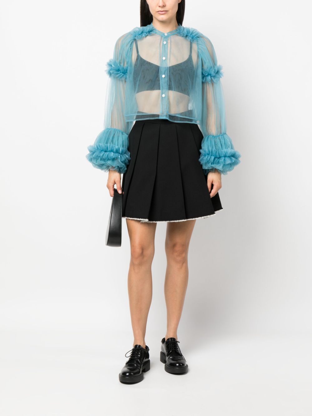 Comme Des Garçons long-sleeve sheer tulle shirt - Blauw