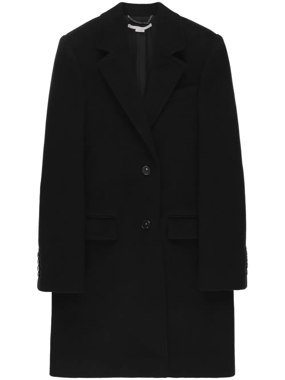 Stella Mccartney Black Single Breasted Wool Coat In Black