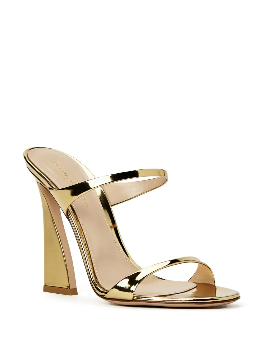 Gianvito Rossi Aura 115mm foiled-finish mules - Goud