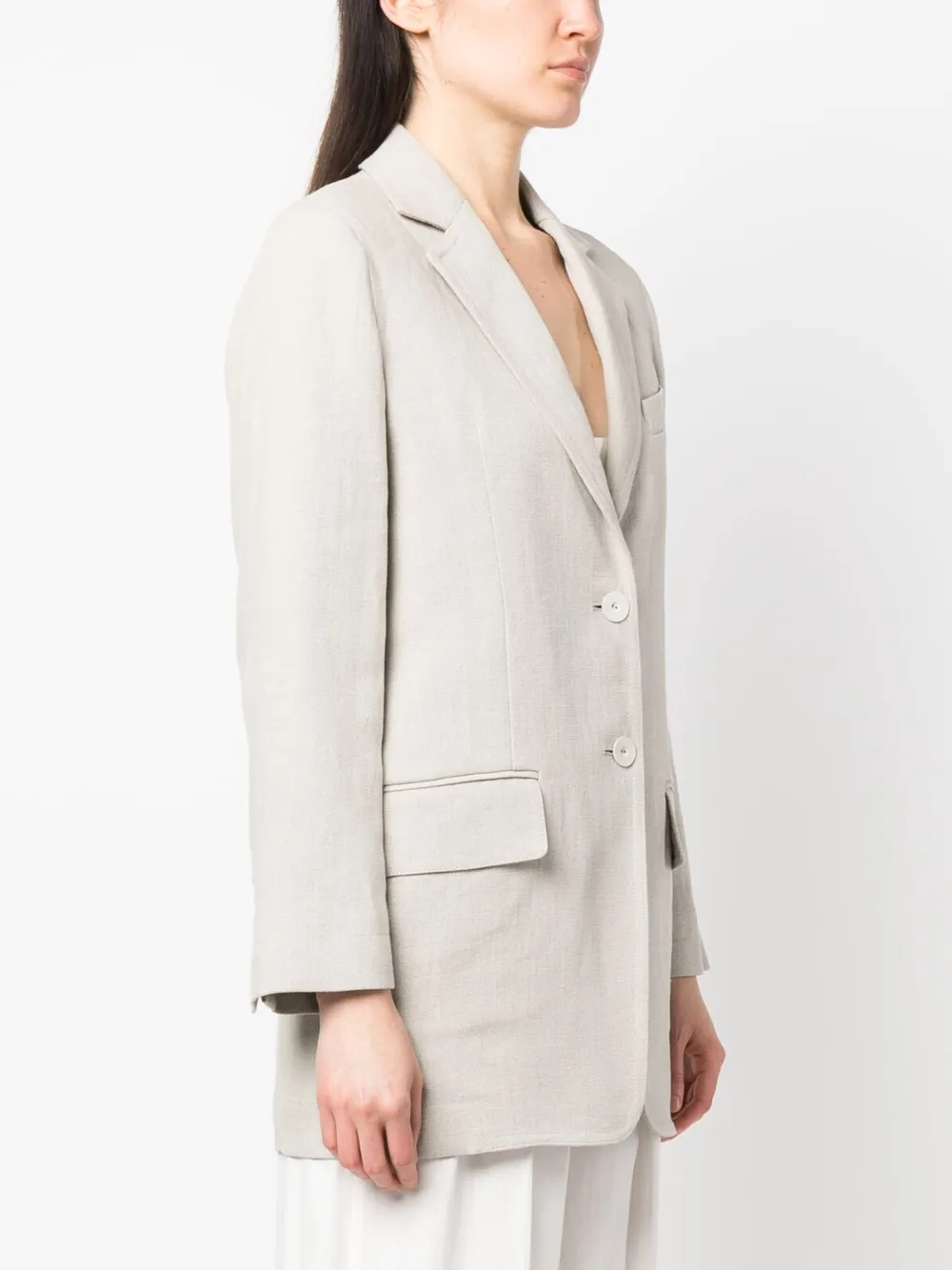 Shop Max Mara Adelchi Oversized Linen Blazer In Neutrals