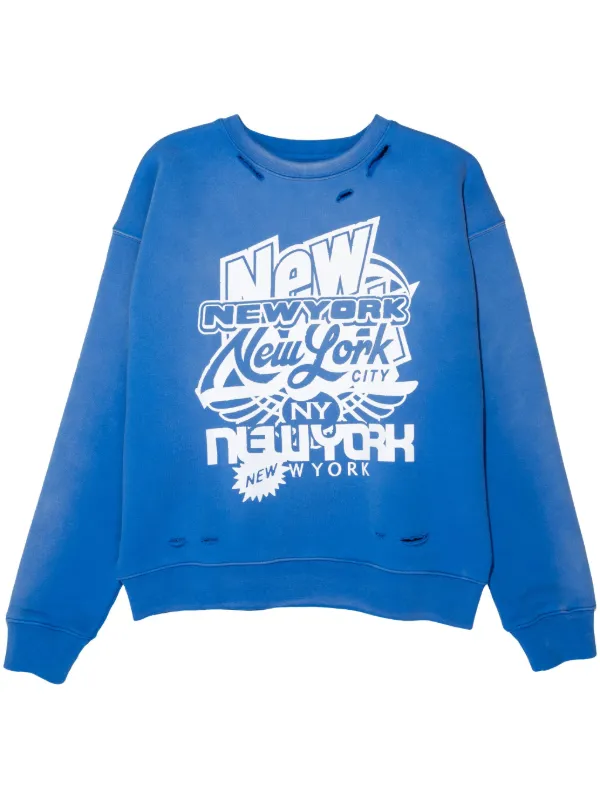 Purple Brand graphic print Distressed Cotton Sweatshirt Farfetch