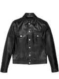 Purple Brand logo-patch leather jacket - Black