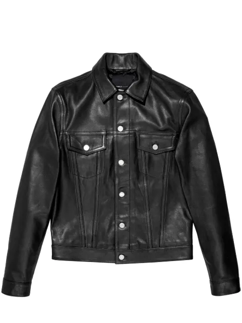 Purple Brand logo-patch leather jacket