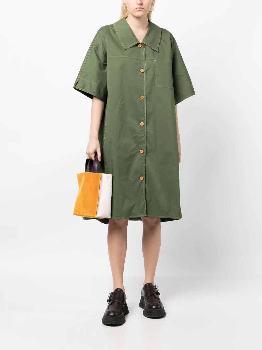 STUDIO TOMBOY Blousejurk met korte mouwen - Groen