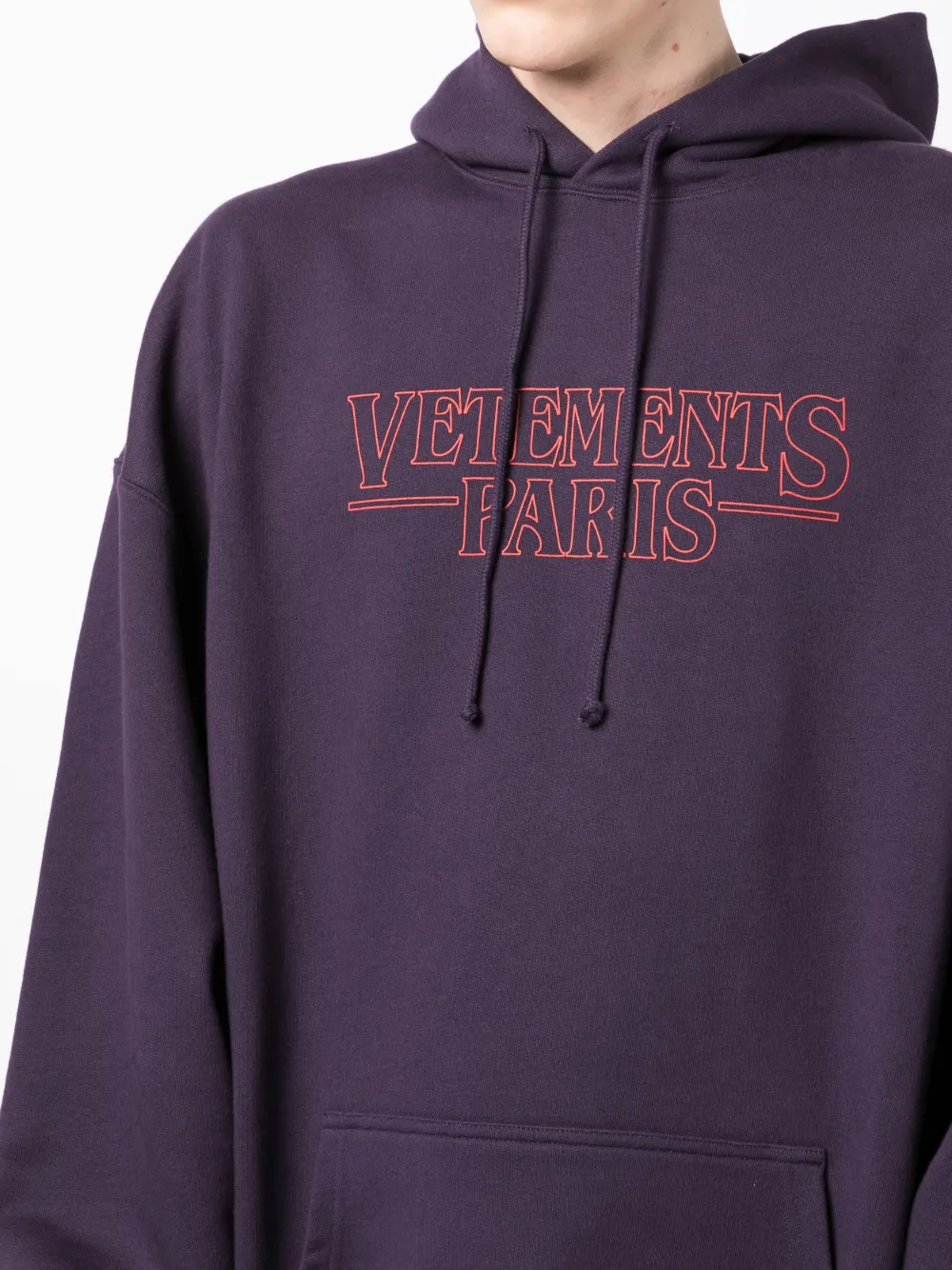 Shop Vetements Logo-print Long-sleeve Hoodie In Purple