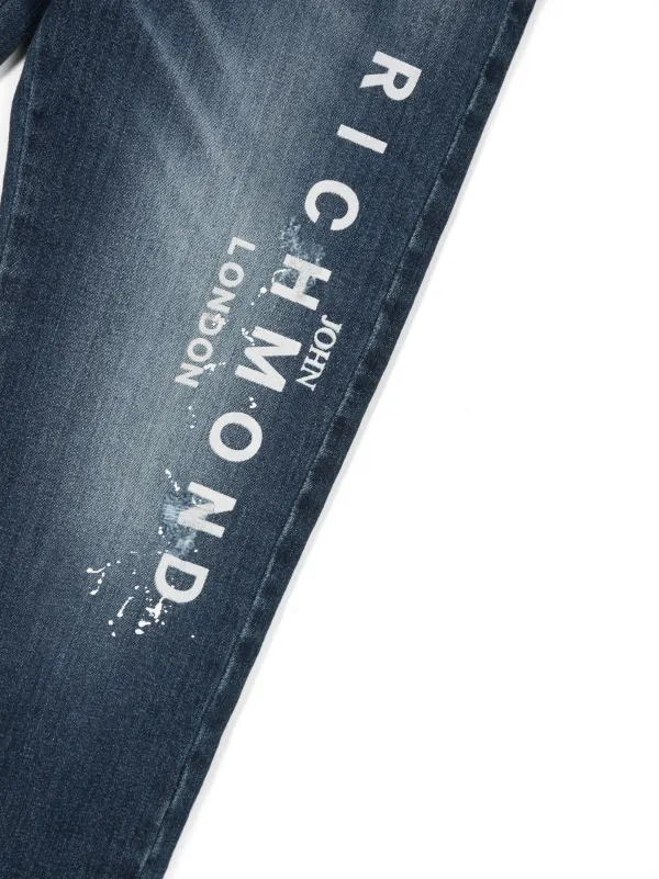 John Richmond Junior Amadir logo print Jeans Blue FARFETCH ZA