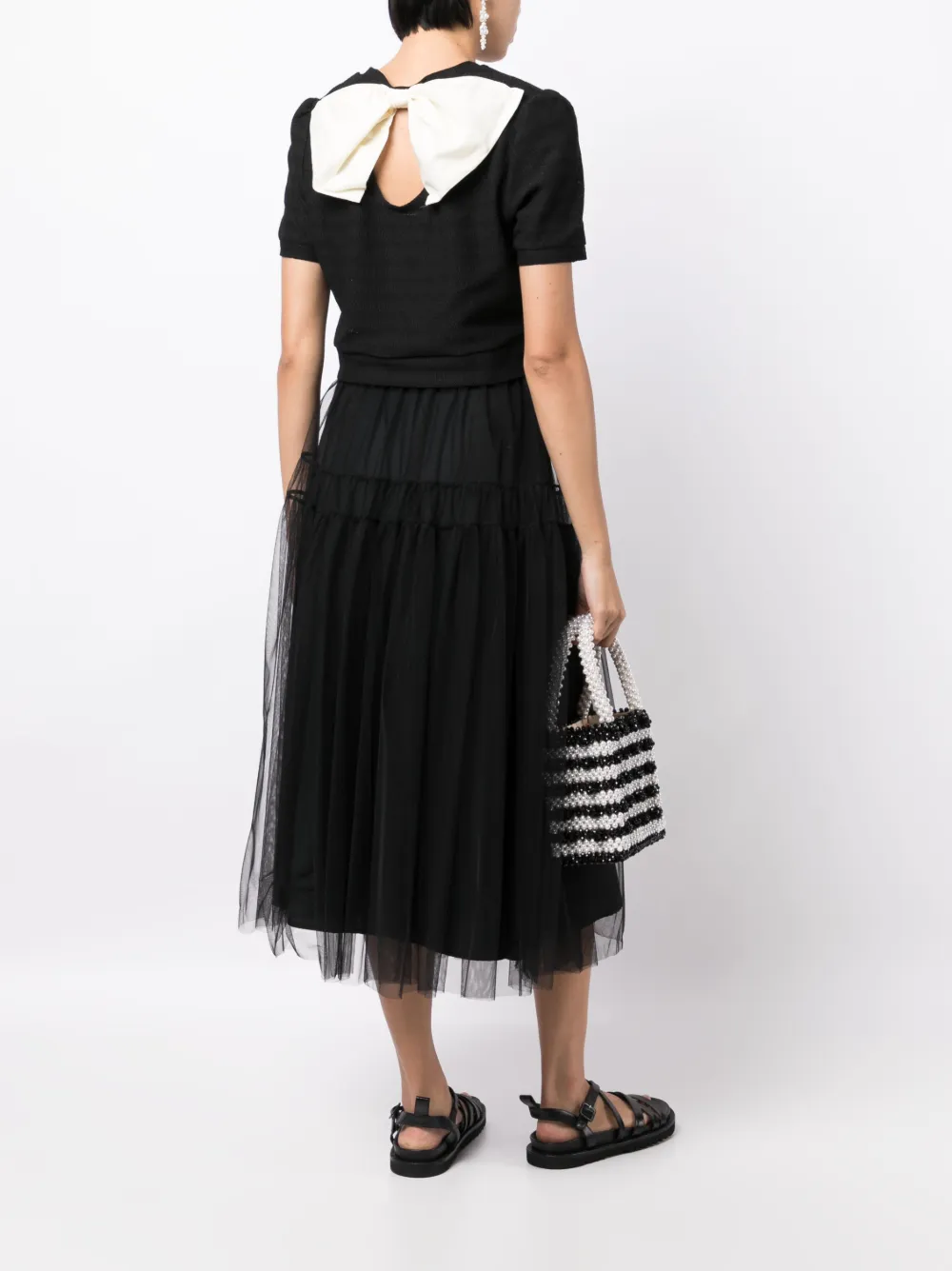 b+ab short-sleeve cropped T-shirt - Zwart