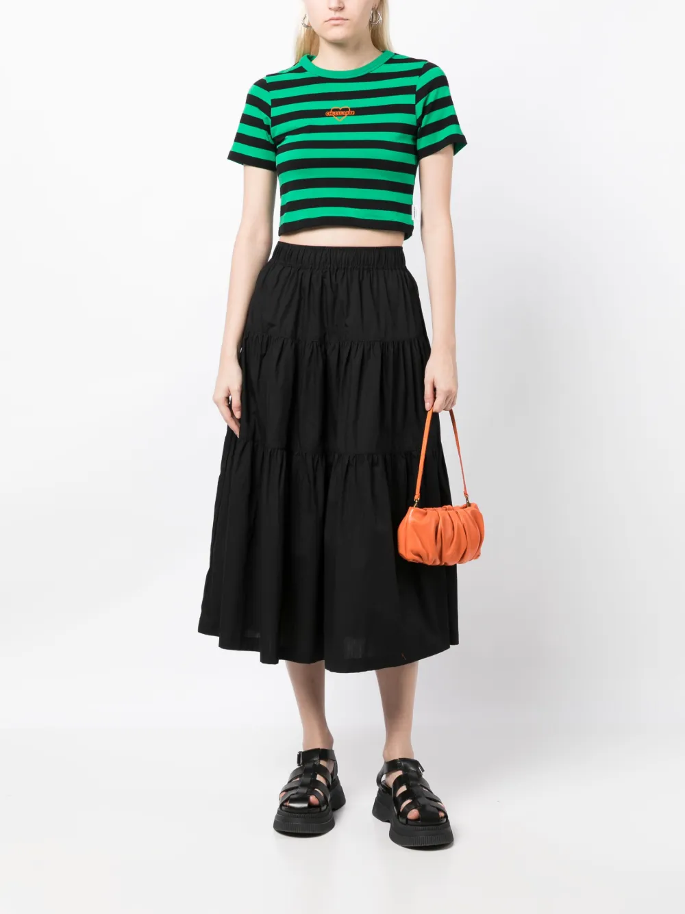 CHOCOOLATE logo-print cropped T-shirt - Groen