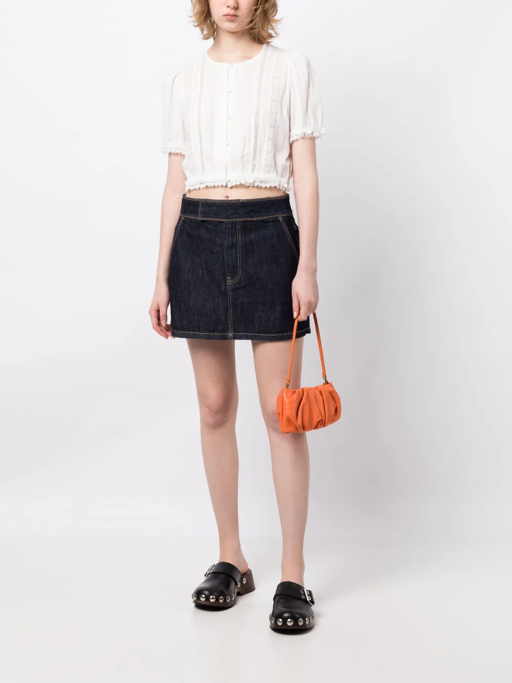 tout a coup lace-trim buttoned cotton blouse - Wit