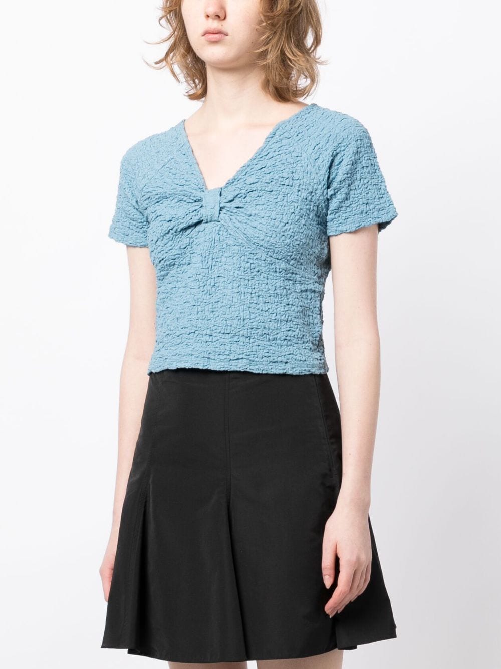 Shop Tout A Coup Bow-detailing Short-sleeve Top In Blue