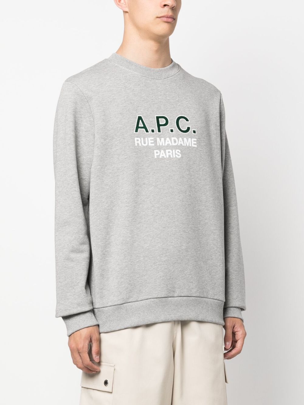 Shop Apc Madame Logo-print Cotton Sweatshirt In Grey