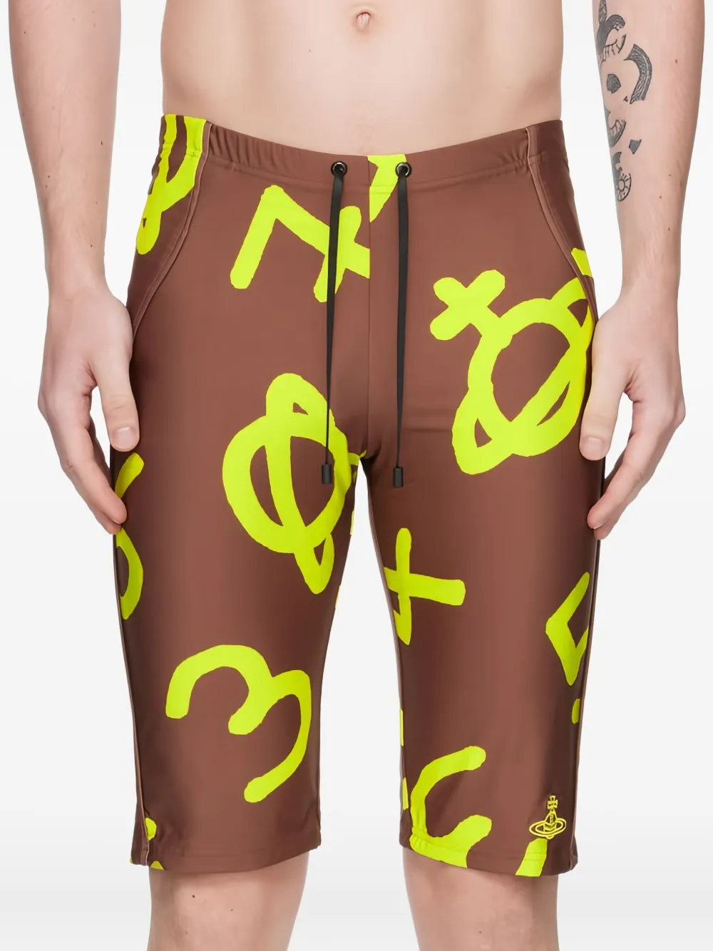 Vivienne Westwood numbers-print swim shorts - Marrone