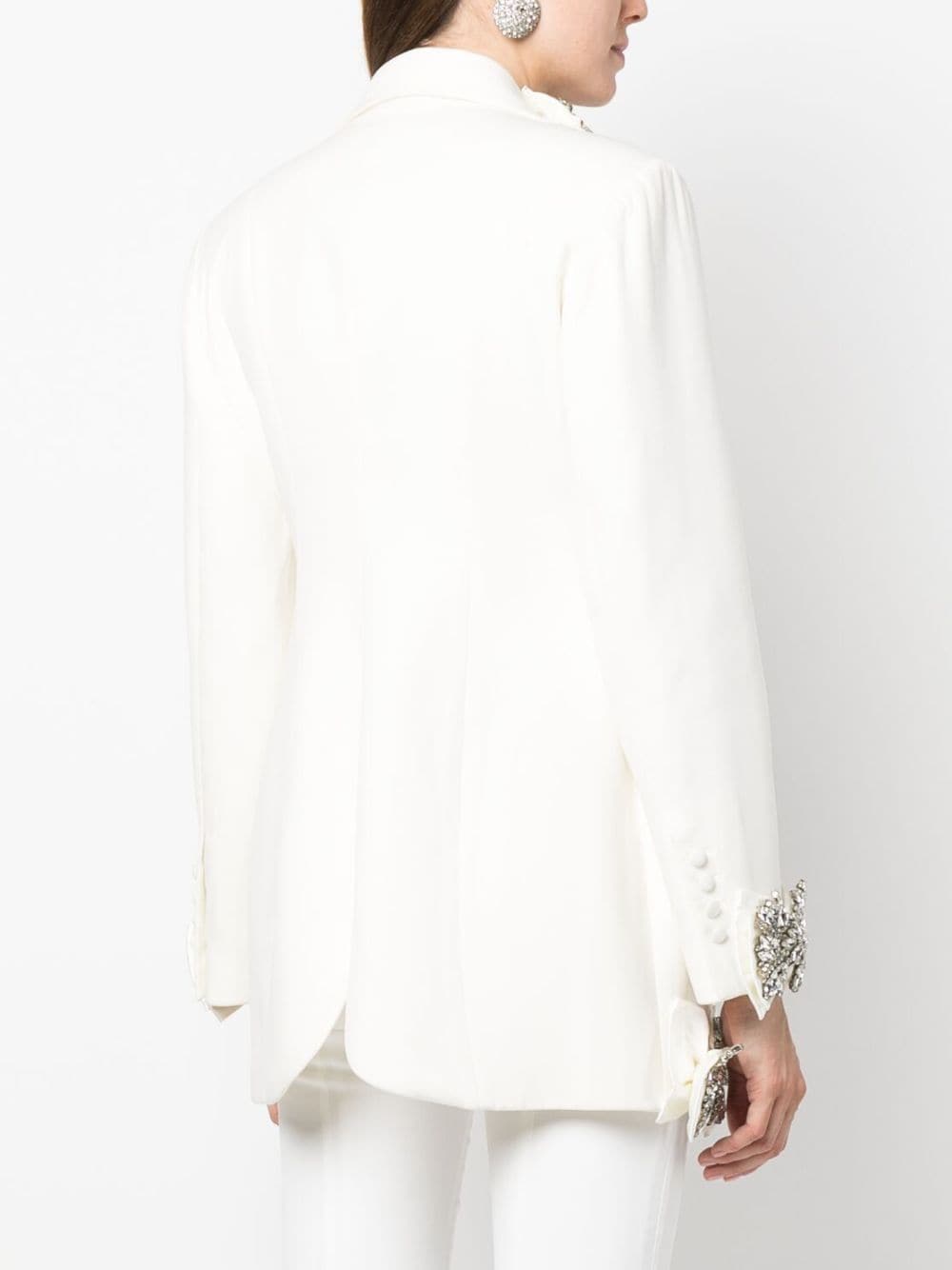 Shop Loulou Marie Crystal-embellished Bow Blazer In Neutrals