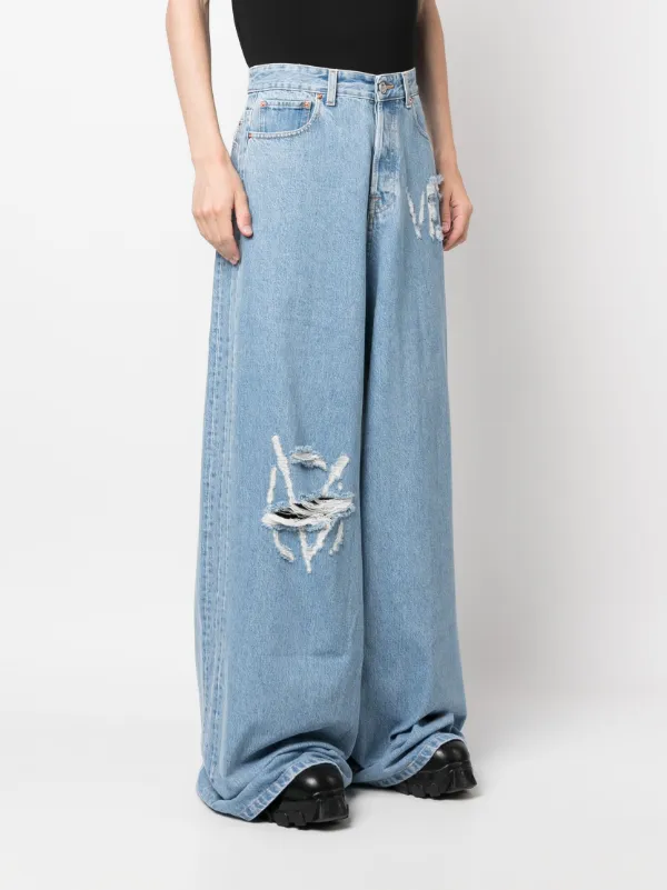 VETEMENTS Distressed wide-leg Jeans - Farfetch