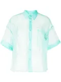 izzue short-sleeve transparent blouse - Green