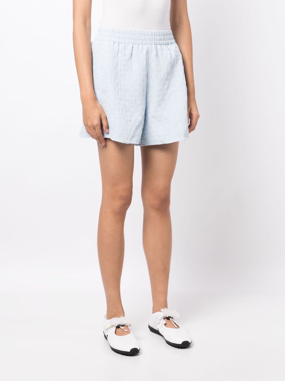 Shop B+ab Elasticated-waistband Textured Shorts In Blue