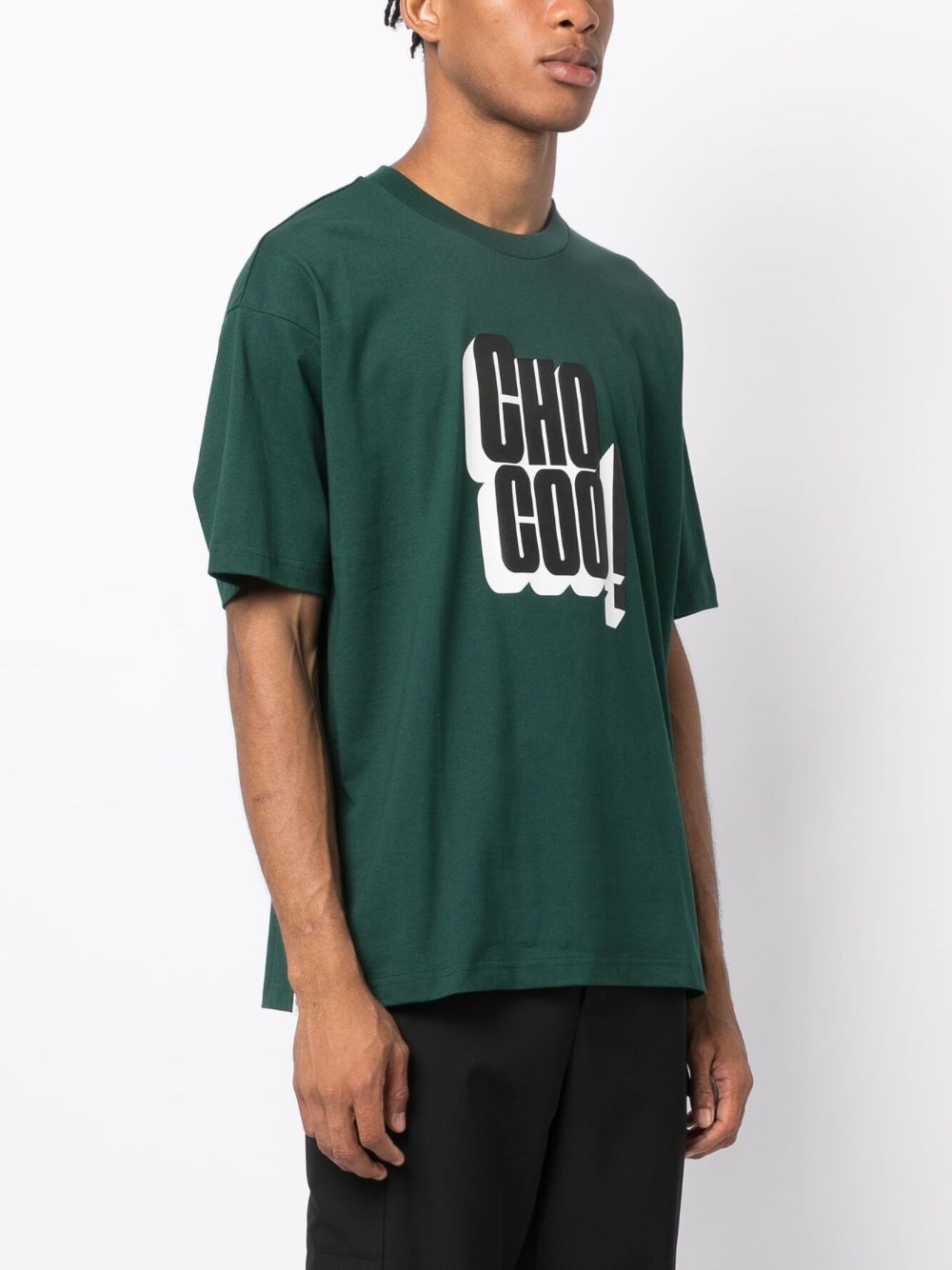 Shop Chocoolate Slogan-print Cotton T-shirt In Green