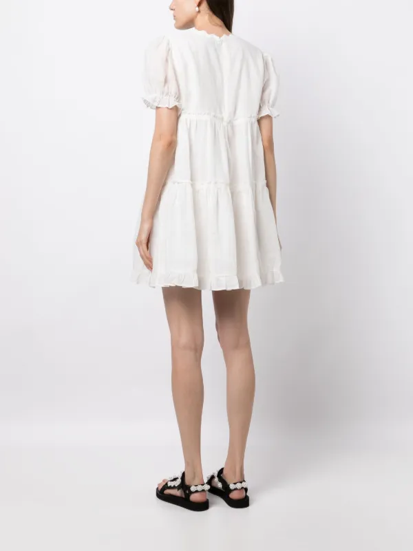 Tout a Coup Jurk Met Ruches Wit FARFETCH NL