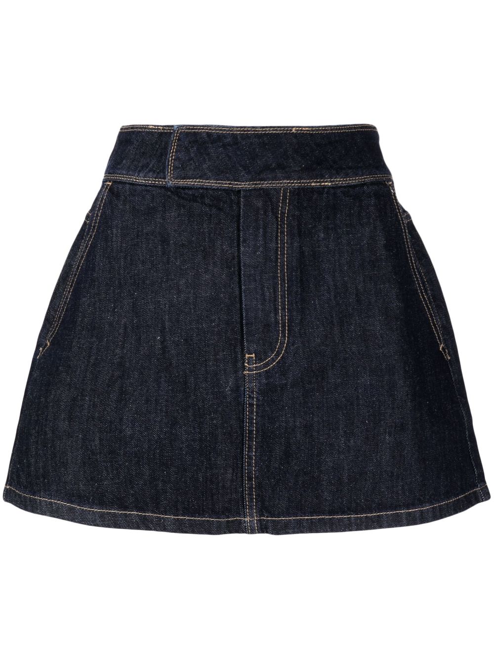 Tout A Coup Seam-detail Cotton A-line Skirt In Blau