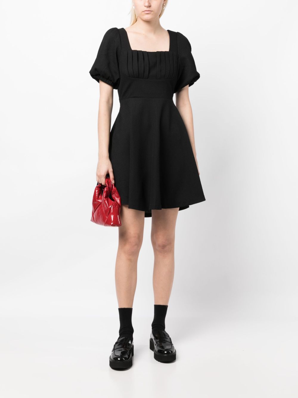 Shop B+ab Short-sleeve Flared Dress In Schwarz