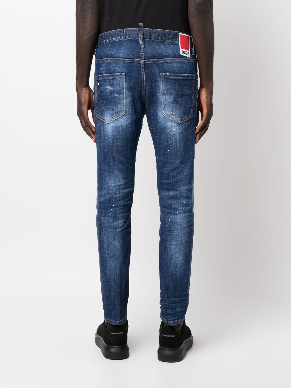 Shop Dsquared2 Pain-splatter Skinny Jeans In 470 Navy Blue