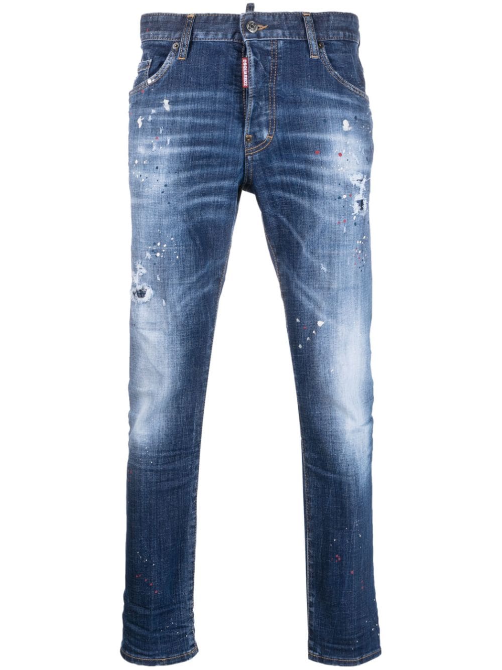 Dsquared2 Pain-splatter Distressed-effect Jeans In 470 Navy Blue