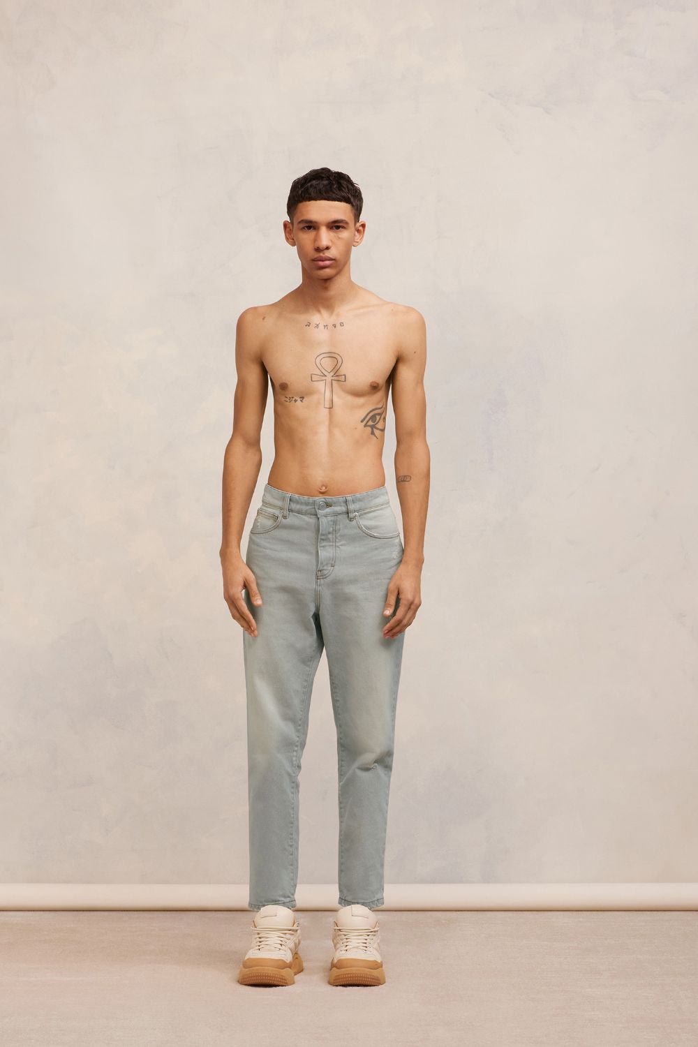 Shop Ami Alexandre Mattiussi Tapered Fit Jeans Blue For Men