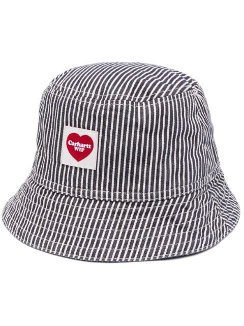 Carhartt WIP - logo-patch striped bucket hat