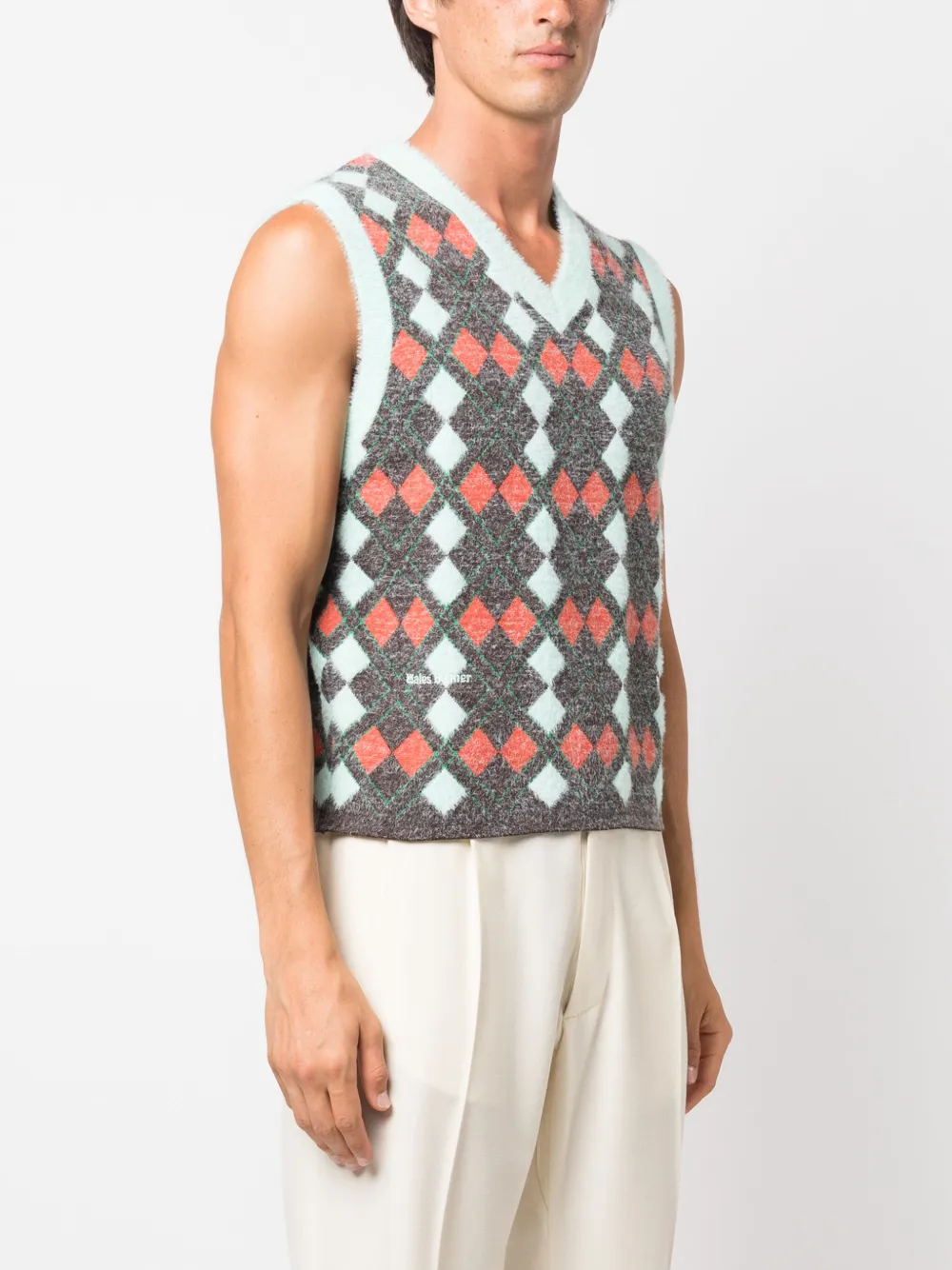 Adidas x Wales Bonner Argyle Knitted Vest | Green | FARFETCH CA