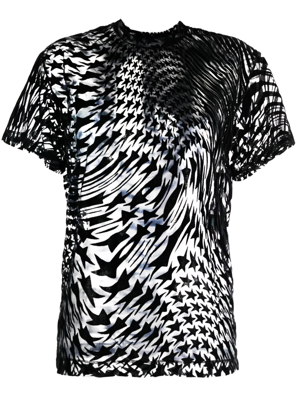 Shop Mugler Star-print Mesh T-shirt In Black