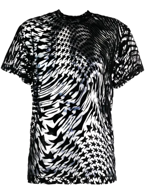 Mugler playera de malla con estrella estampada