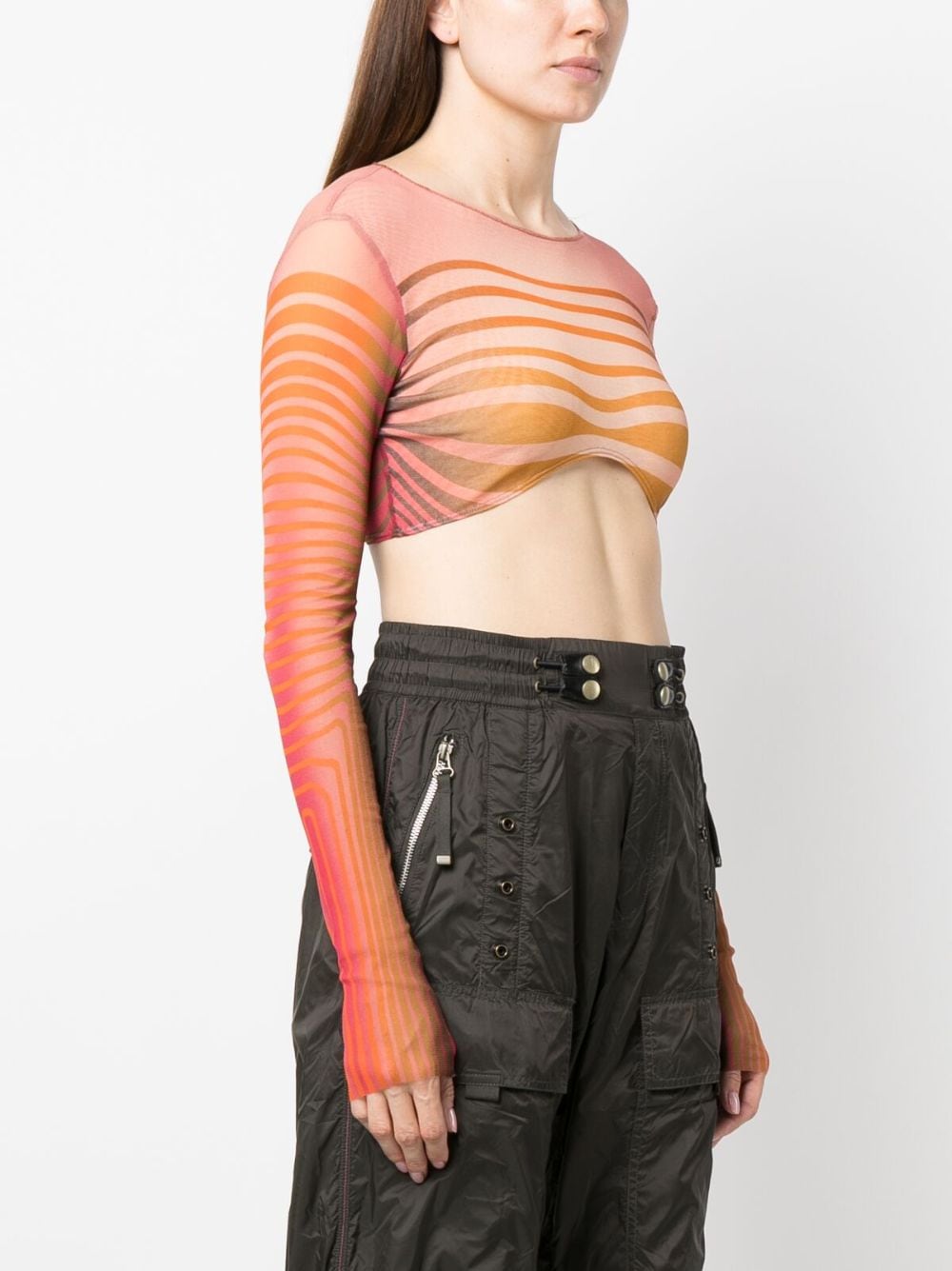 Jean Paul Gaultier Top Morphing Stripes Woman Red Orange In Polyamide ...