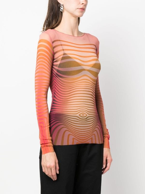 Jean Paul Gaultier stripe-pattern Mesh Top - Farfetch