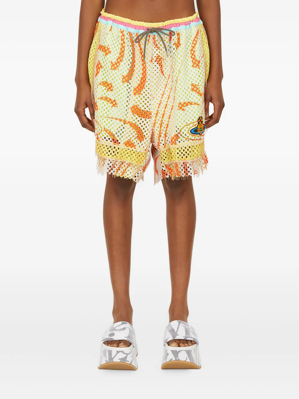 Vivienne Westwood Orb-appliqué mesh shorts | Yellow | Image 1