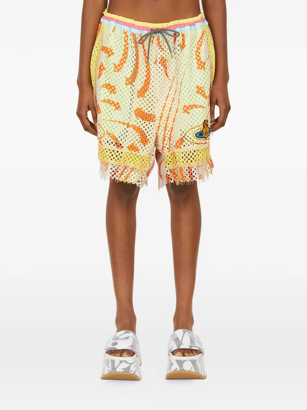 Vivienne Westwood Orb-appliqué mesh shorts - Giallo