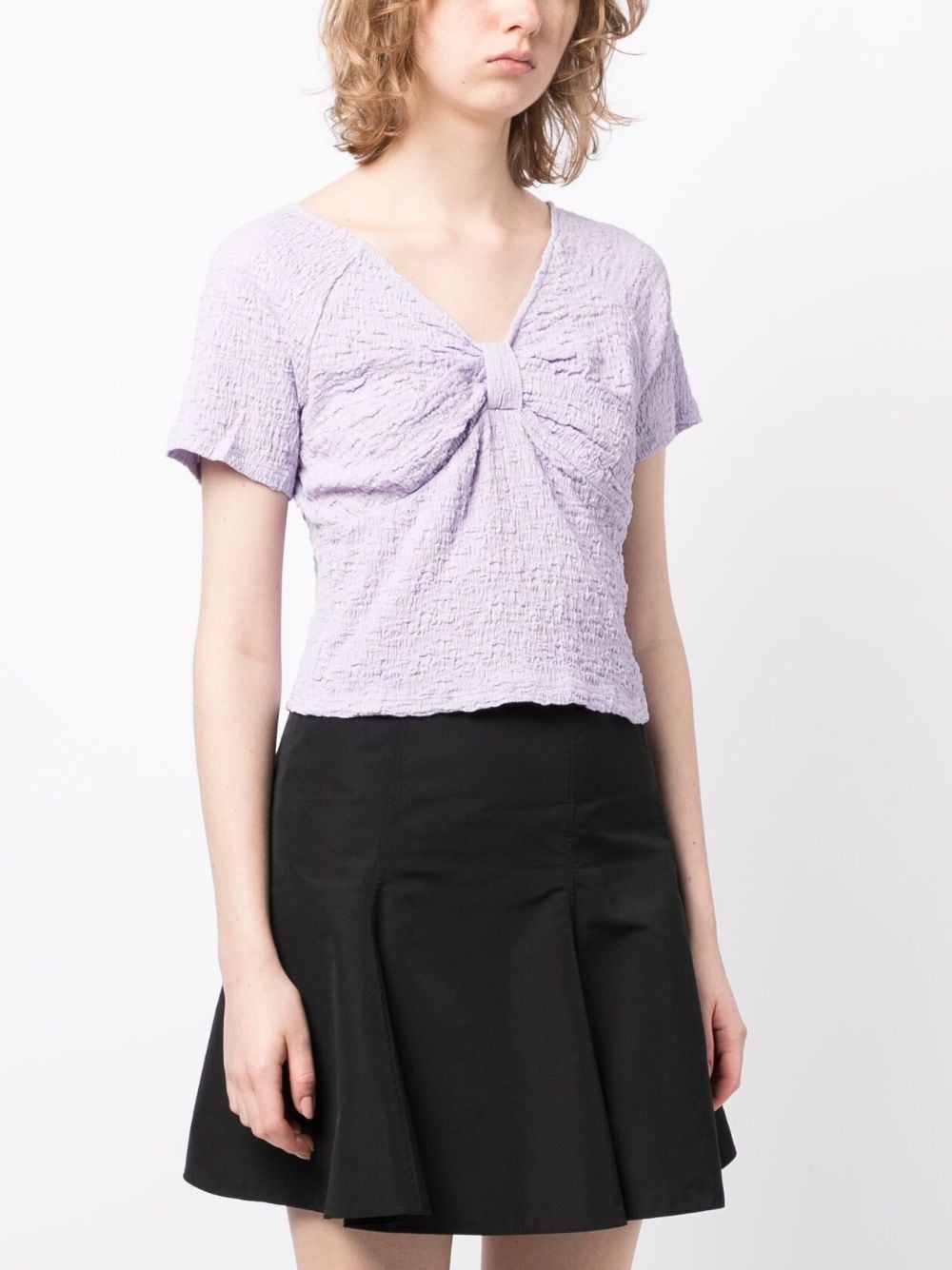 Shop Tout A Coup Bow-detailing Short-sleeve Top In Purple