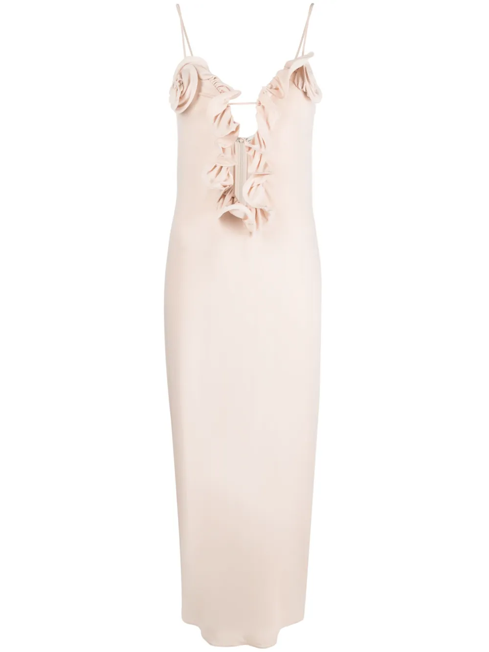 MAGDA BUTRYM FLORAL-APPLIQUÉ PLUNGE LONG DRESS