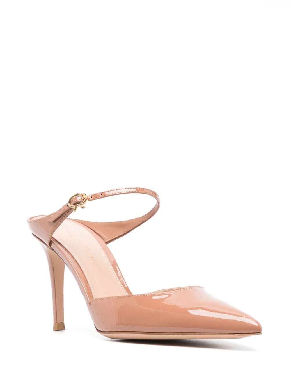 Gianvito Rossi Ribbon 85mm patent-leather mules - Beige